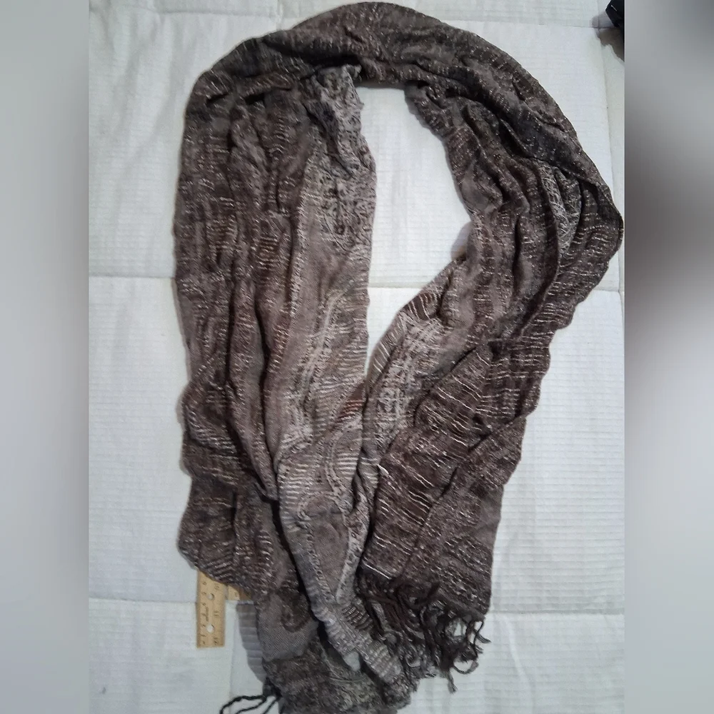 Brown and Gray Patterned Scarf